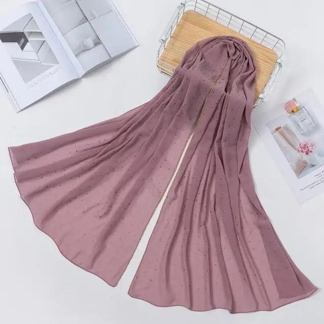 New Luxurious Gold Chiffon Head Scarf Solid Soft Long Muslim Scarves For Women Hijab Musulman Female Shawl and Wrap