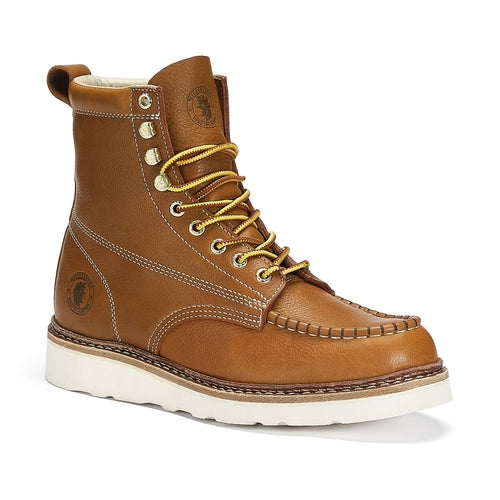 ROCKROOSTER Norwood Men's 6 inch Brown soft toe wedge work boots with